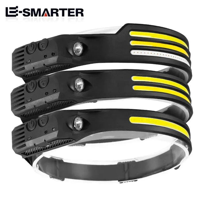 Headlamp, USB Rechargeable Flashlight, COB LED Sensor