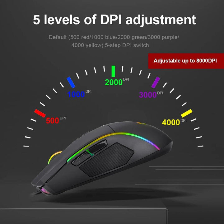 Gaming Mouse Lonewolf G105 RGB USB Wired Mouse 8000 DPI Programmable