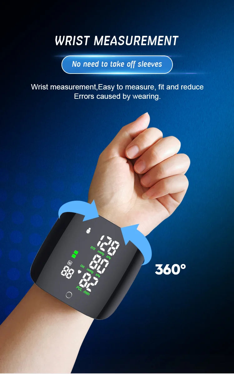 Smart Wrist Sphygmomanometer, Touchable Heart Rate Monitor, Can Store Data Support Voice Broadcast