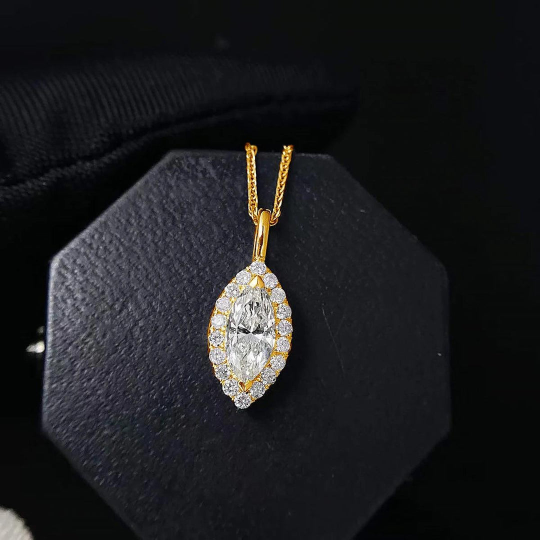 Marquise Moissanite Necklace Moissanite Pendant Gemstone Necklace