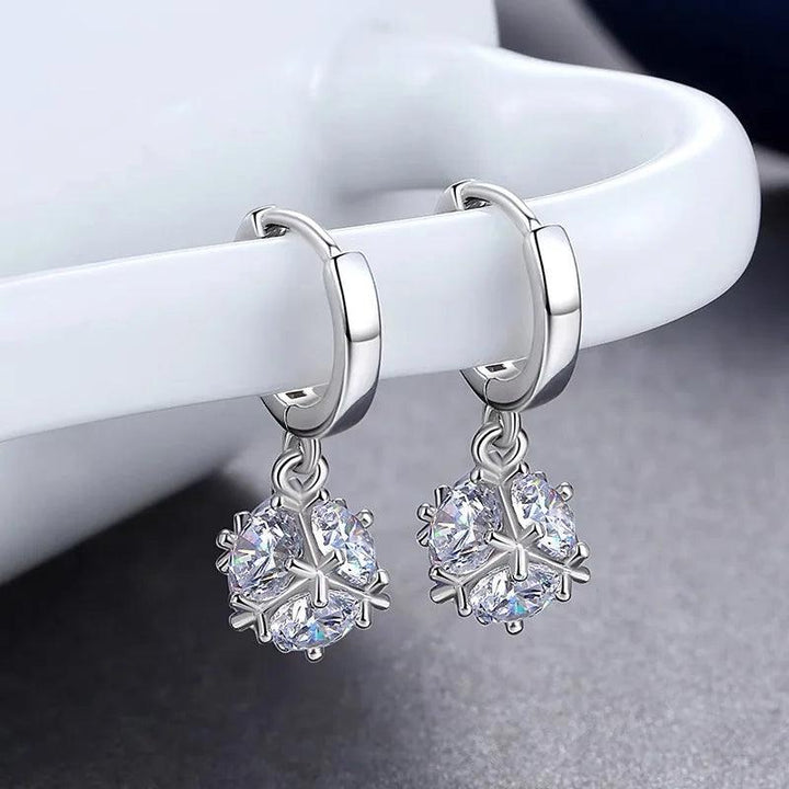 925 Sterling Silver Earrings Crystal Zircon Jewelry Elegant Drop Earrings