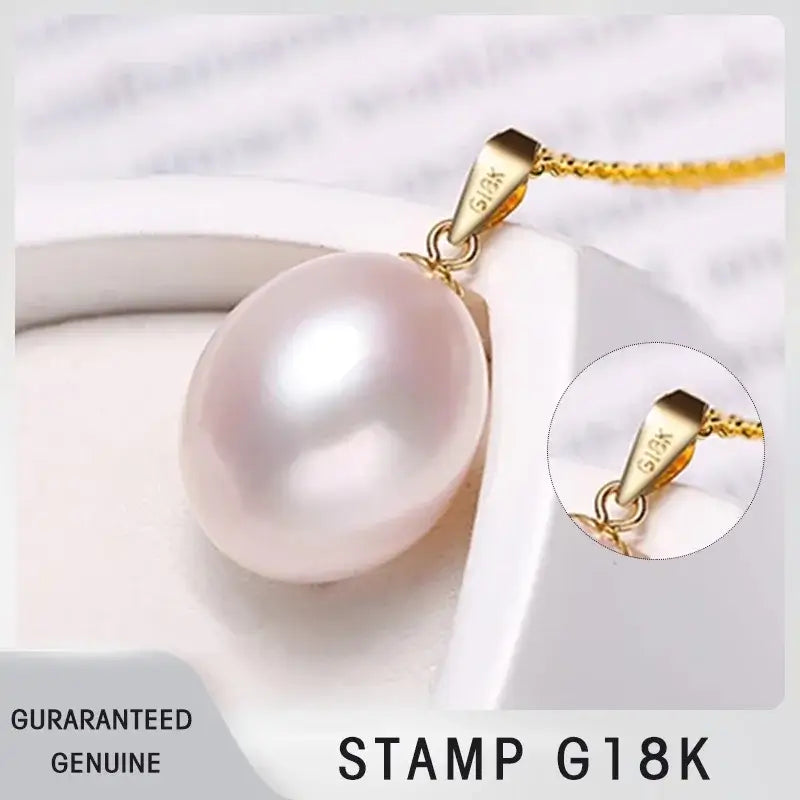 Yellow Gold Natural Freshwater Pearl, Pendant Necklace For  Women