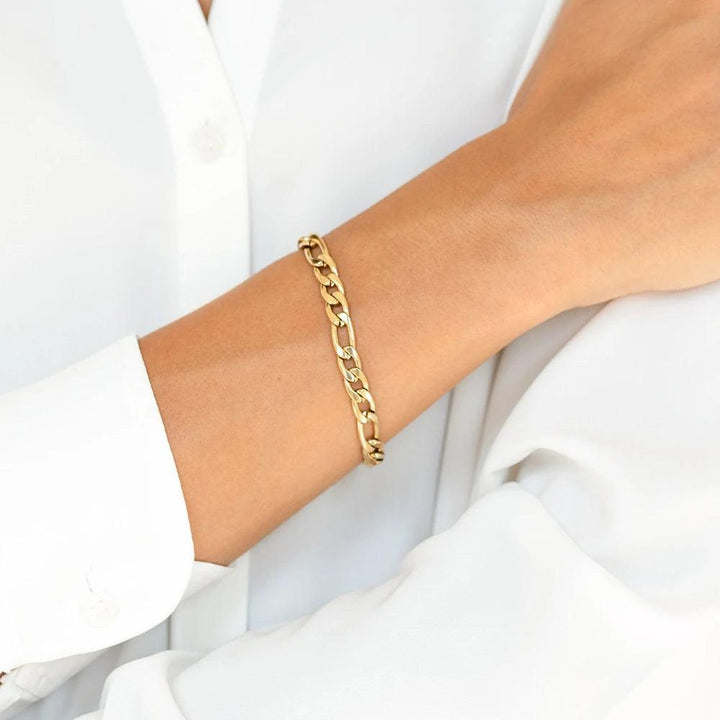 "Snake chain bracelet" "Gold plated stainless steel bracelet" "Trendy Cuban chain bracelet"