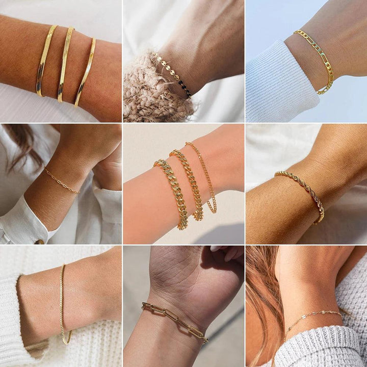 "Snake chain bracelet" "Gold plated stainless steel bracelet" "Trendy Cuban chain bracelet"