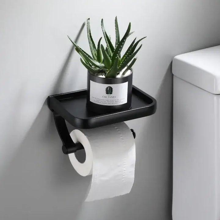 Aluminum Alloy Toilet Paper Holder, Bathroom Wall Mount ,WC Paper Phone Holder