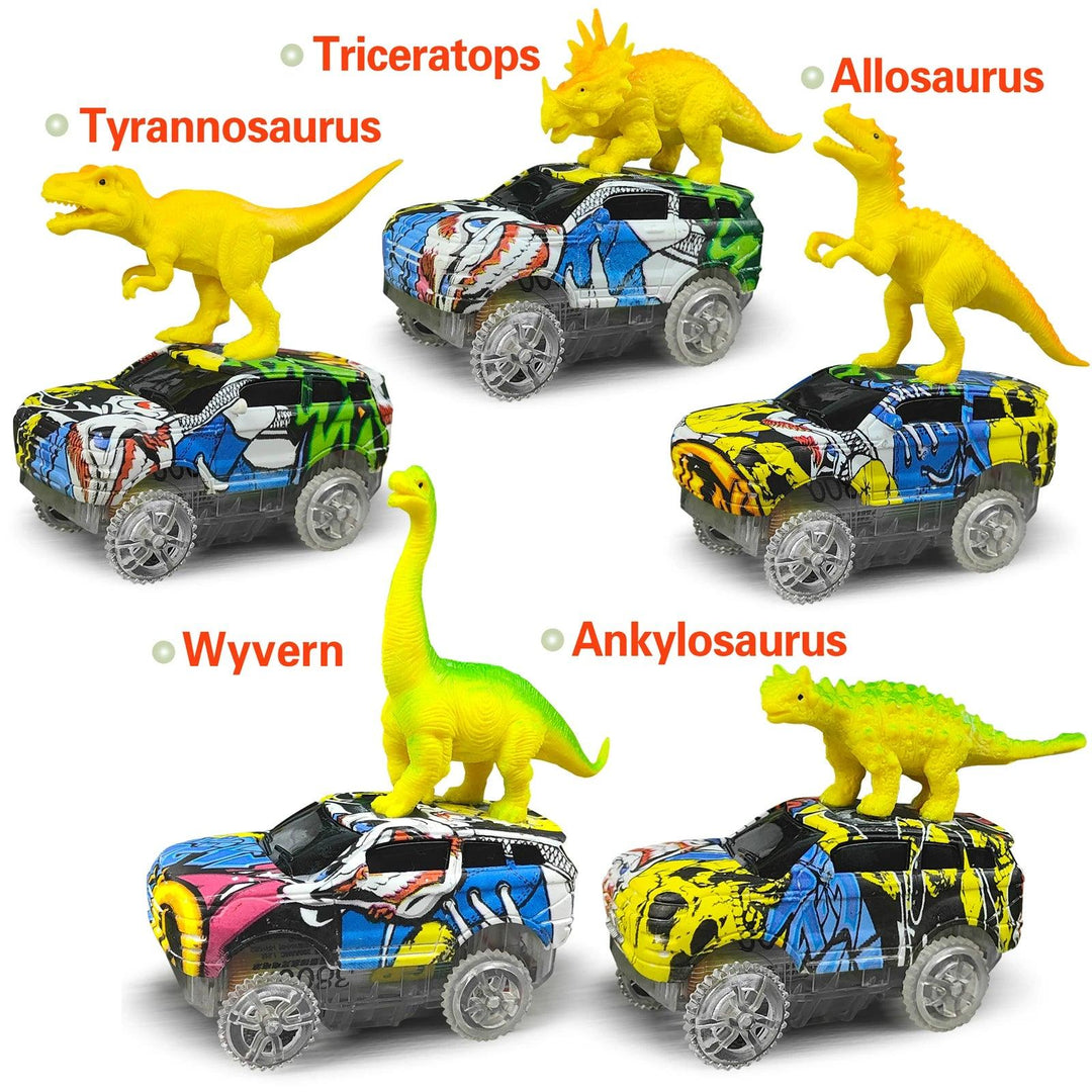 Dinosaur Car Track Set, Flexible Race Track ,Toy Kid's Toy Car Set