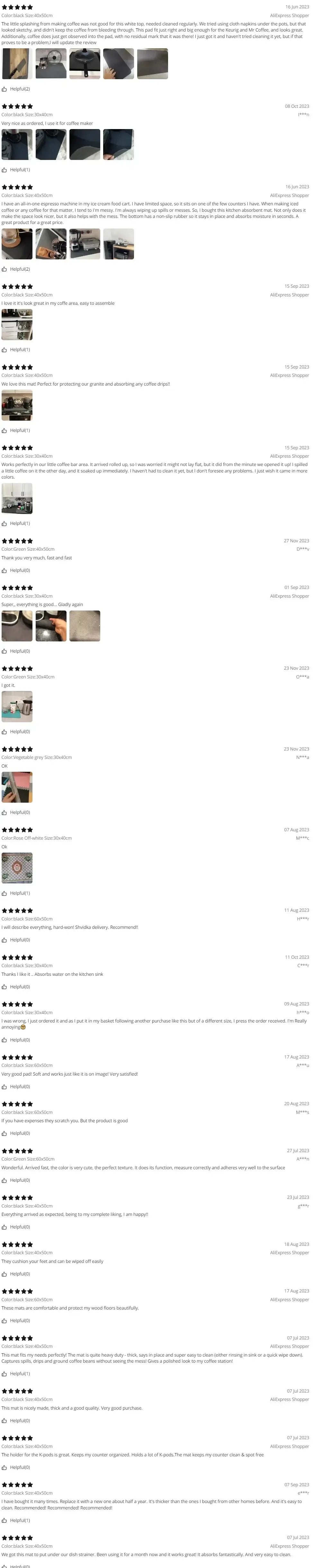 Amazon product reviews and ratings for a kitchen mat showcasing customer feedback and star ratings.