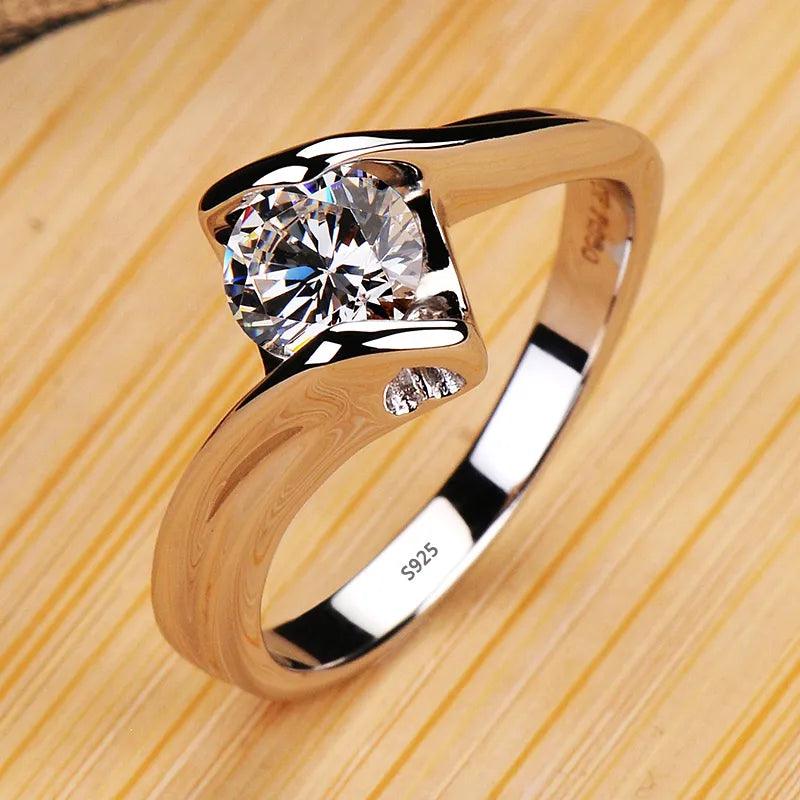 White Tibetan Silver Rings Zircon Crystal Rings Stylish Elegant Jewelry