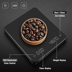 Digital Coffee Scale with Timer High Precision Coffee Scale USB Rechargeable Coffee Scale