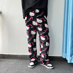 Hello Kitty Pajamas Flannel Sleepwear Women Cartoon Loungewear