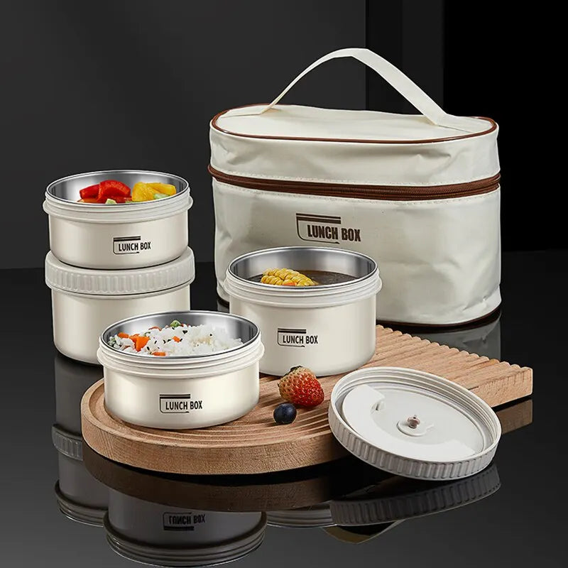 Portable Insulated Lunch Box Stainless Steel Bento Set Leakproof Food Storage