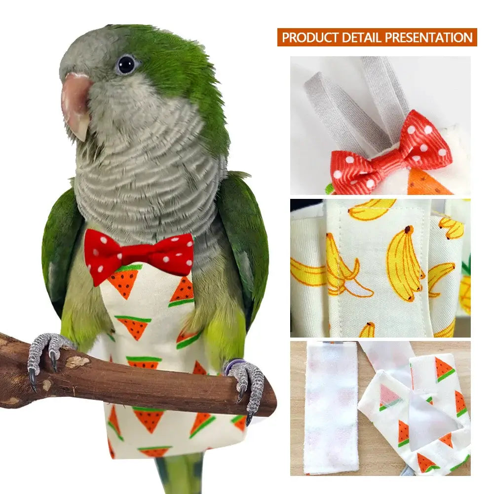 Parrot Diaper with Bowtie Bird Flight Suit Clothes Pet Bird Diaper Harness