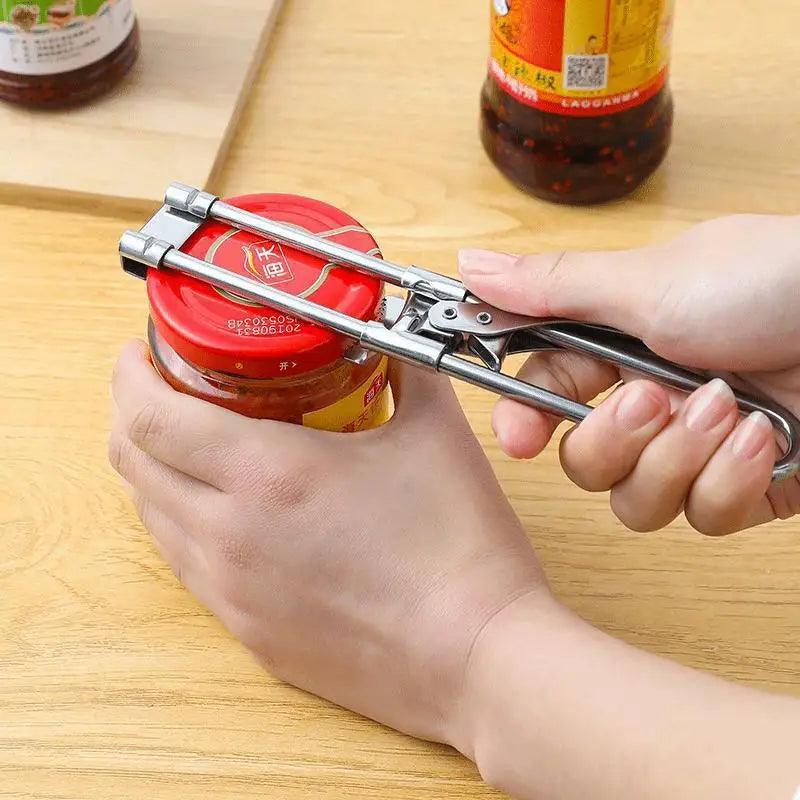 Stainless Steel Adjustable Multi-Function Jar Opener - Effortless Kitchen Tool for Lids, Cans, and Bottles