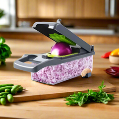 14/16 - in-1 Vegetable Slicer Cutter with Basket - Green/Black