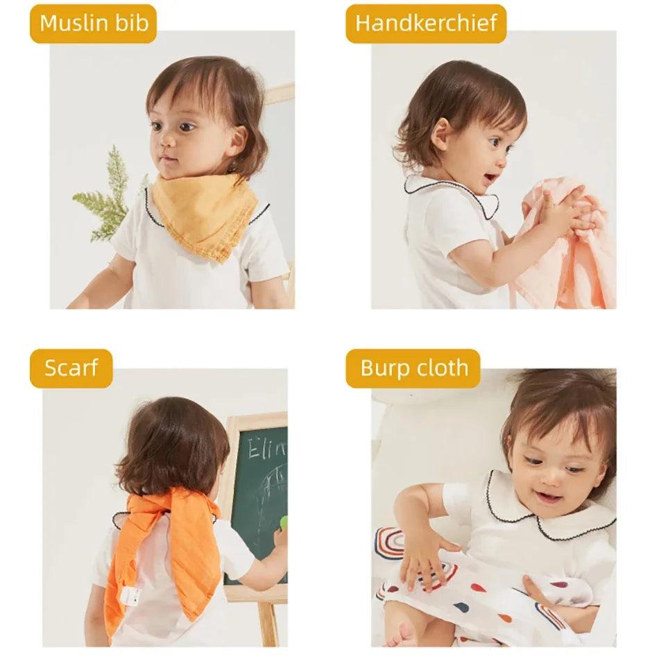 Baby Bib Burp Cloth Set Bamboo Cotton Muslin Bib Baby Essentials Gift Set