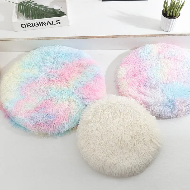 Plush Cat Bed Pet Sleeping Mat Round Cat Cushion