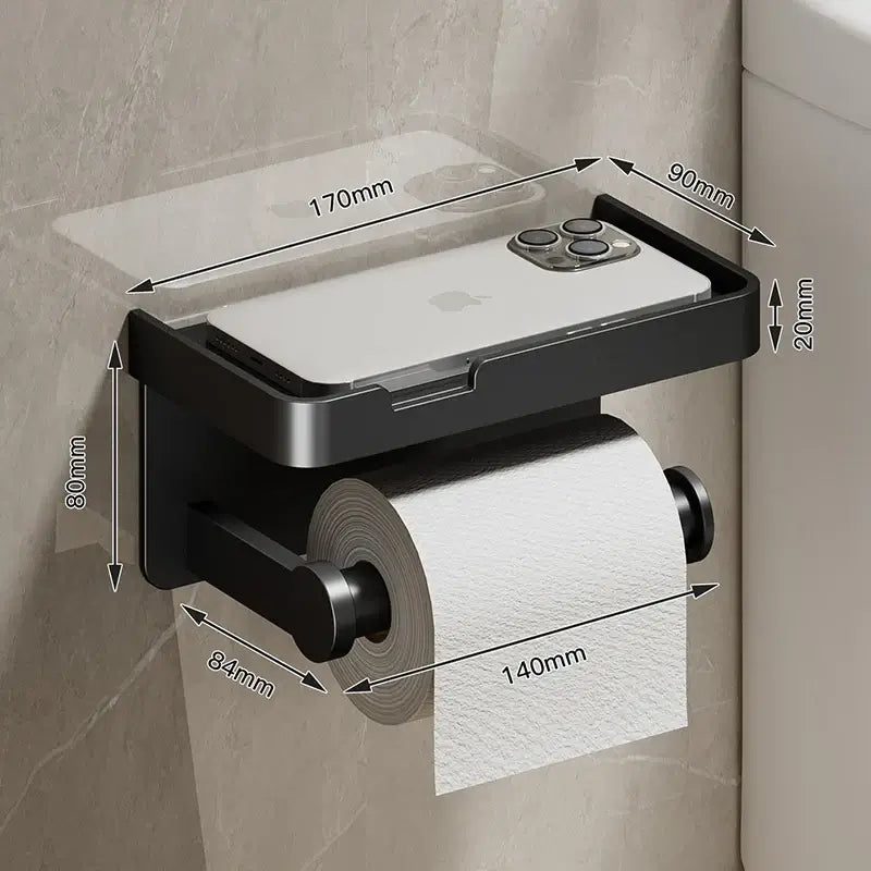 Aluminum Alloy Toilet Paper Holder, Bathroom Wall Mount ,WC Paper Phone Holder