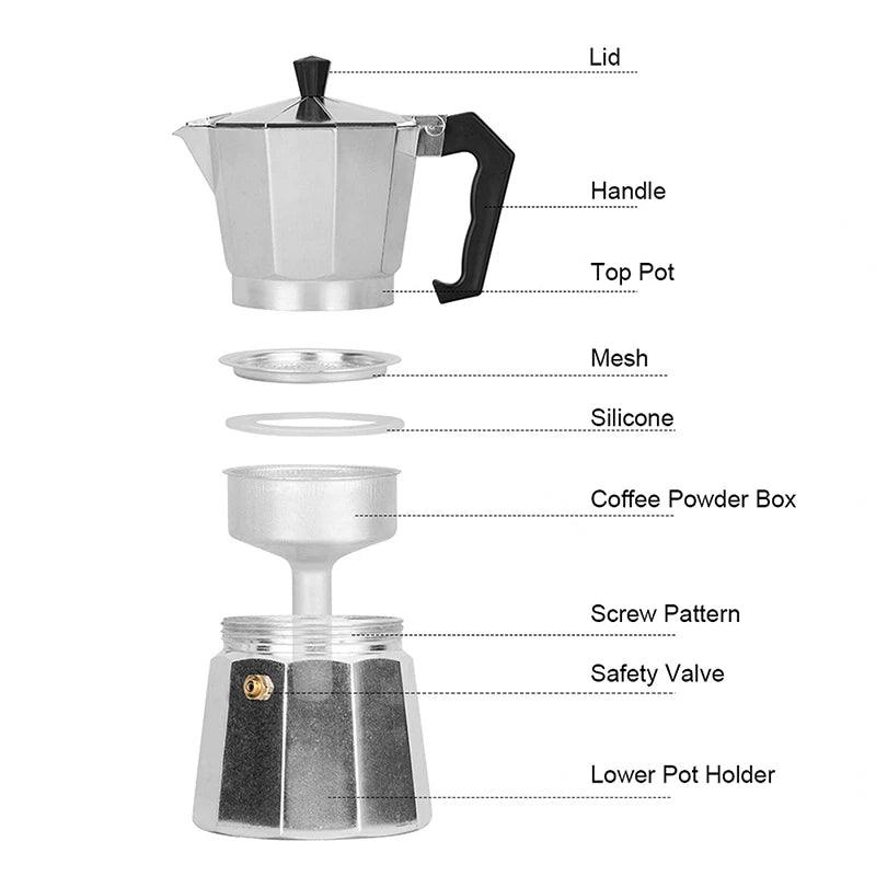 Moka Pot Espresso Maker, Stovetop Coffee Maker, Classic Italian Coffee Maker