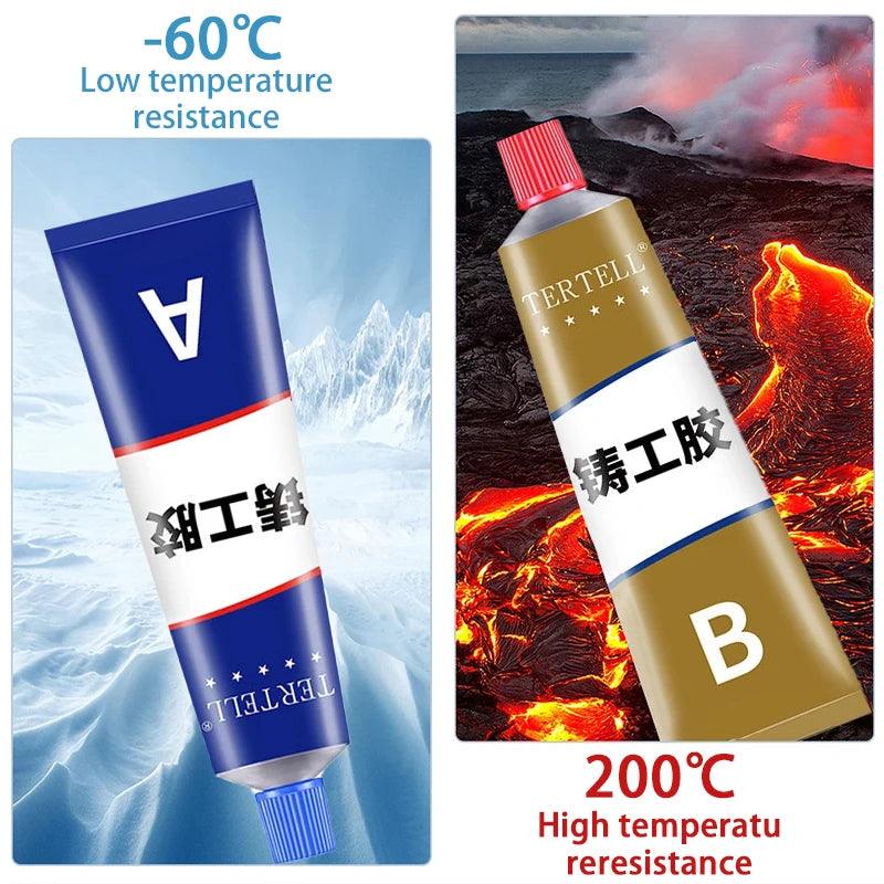 "High temperature metal repair glue" "Casting welding filler" "Metal casting repair"