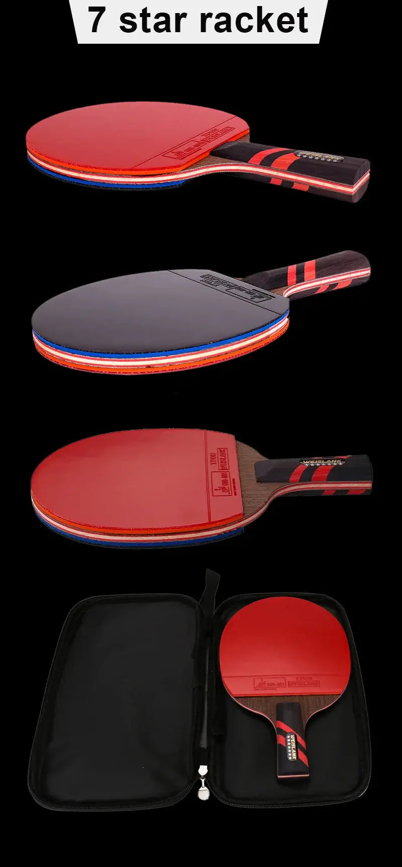 Table Tennis Racket, Double Face Pimples,  Ping Pong Paddle Racket Set