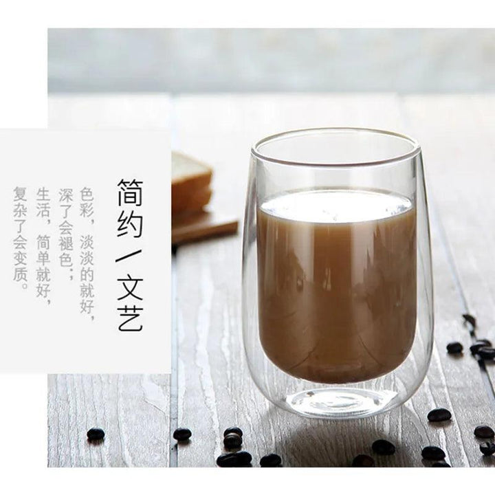 Clear Double Wall Glass Coffee Mugs | Insulated Cups for Bar, Tea, Juice, Milk, Water