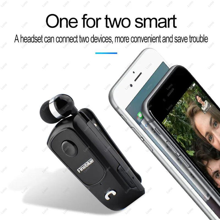 Wireless Earphone, Bluetooth Headset with Wire Clip Retractable Earphones