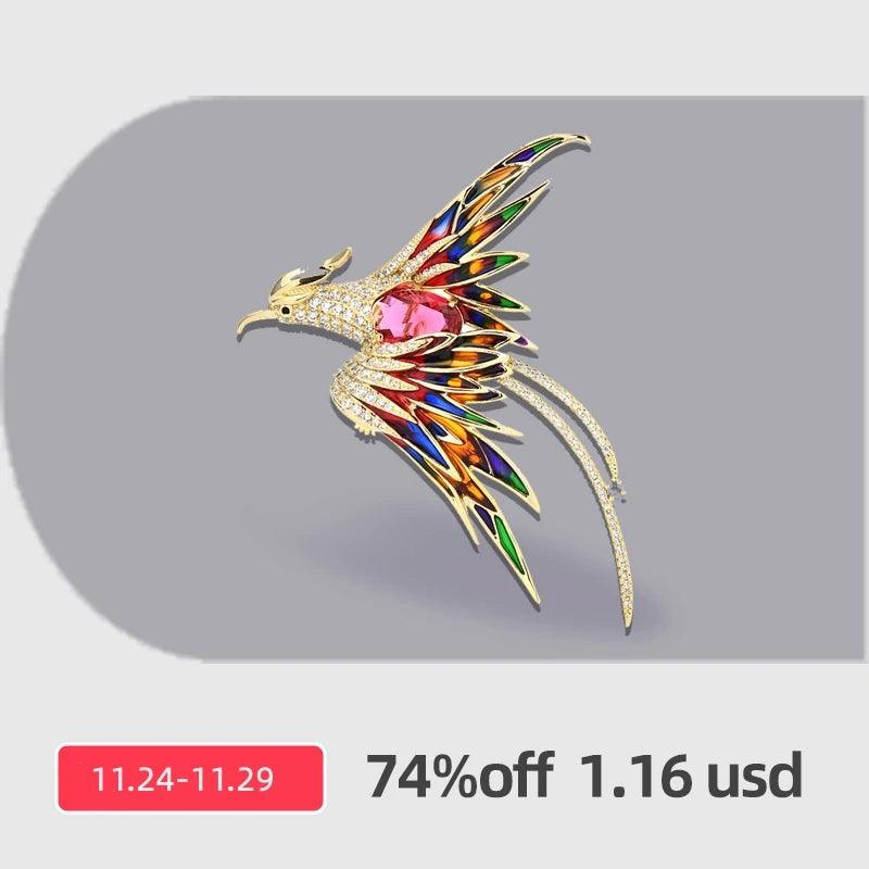 Crystal Phoenix Bird Brooch Wuli&baby Brooch Pins Colorful Brooch for Parties