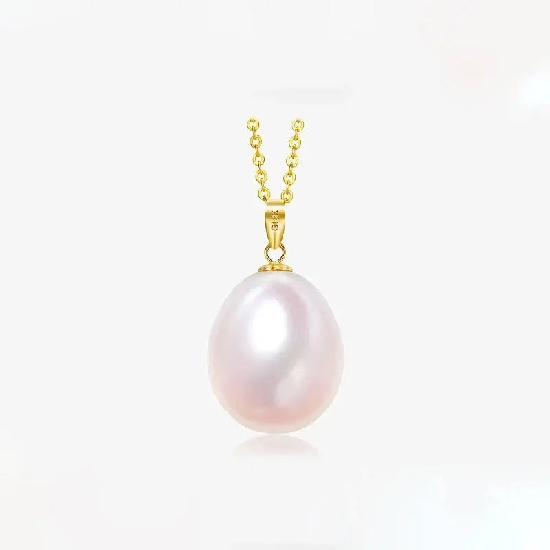 Yellow Gold Natural Freshwater Pearl, Pendant Necklace For  Women