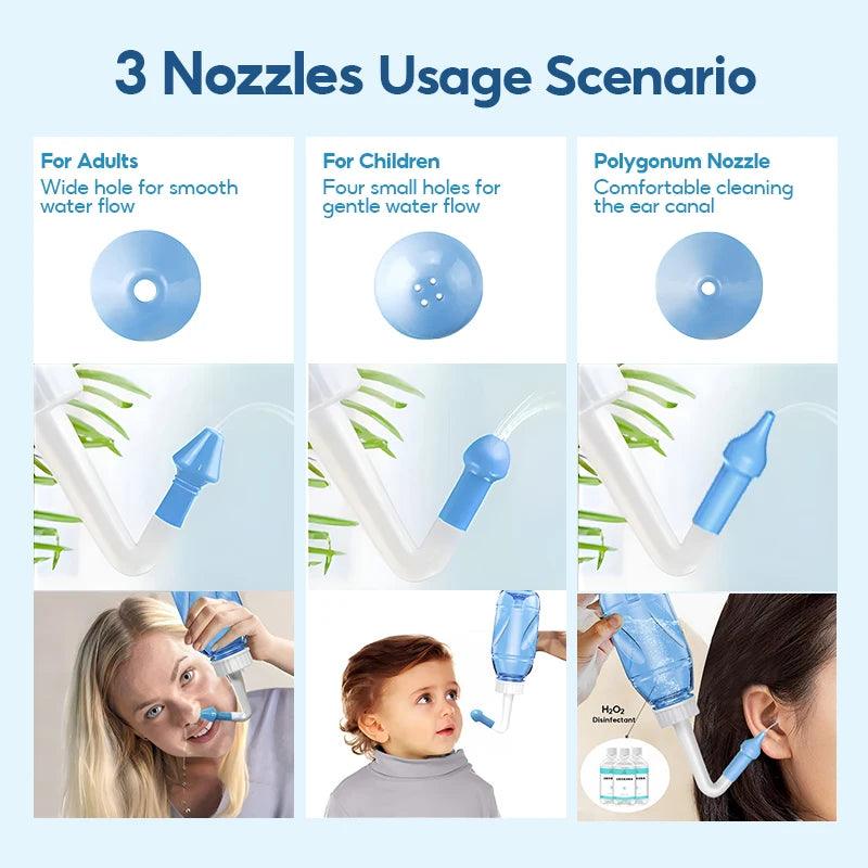 Nasal Wash Irrigator Sinus Relief Bottle Nose Cleaner for Adults