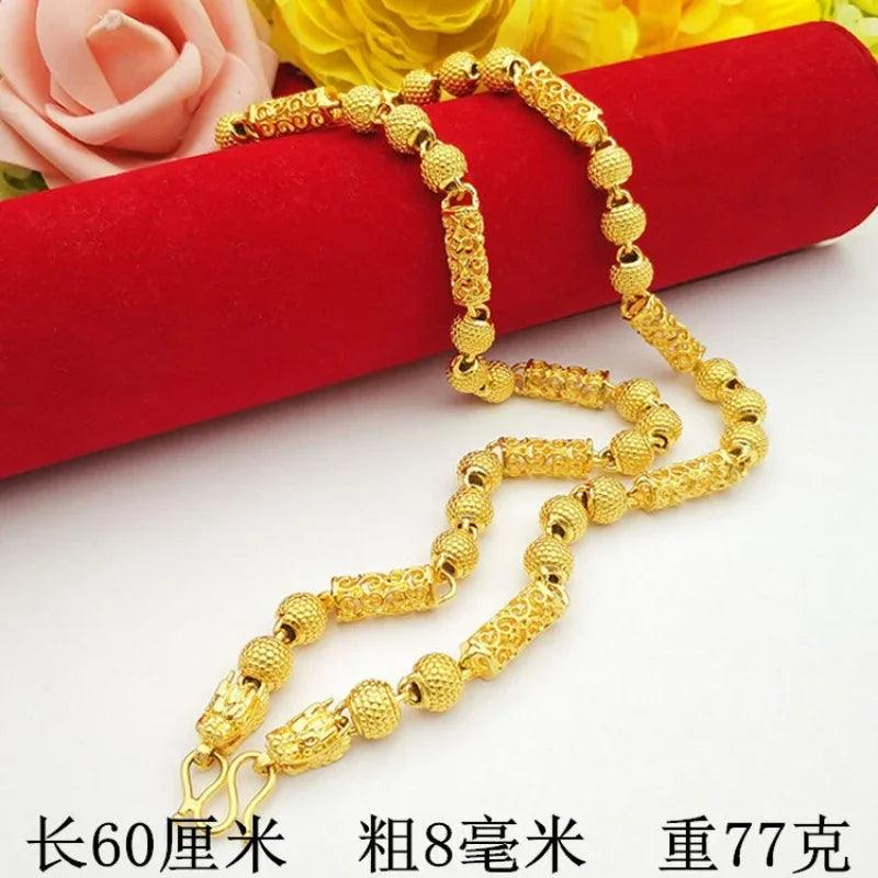 24K Gold Dragon Pendant Guan Gong Necklace Men's Gold Statement Piece