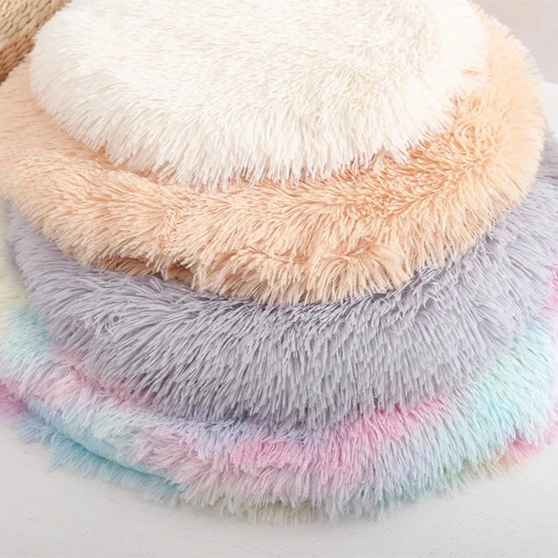 Plush Cat Bed Pet Sleeping Mat Round Cat Cushion