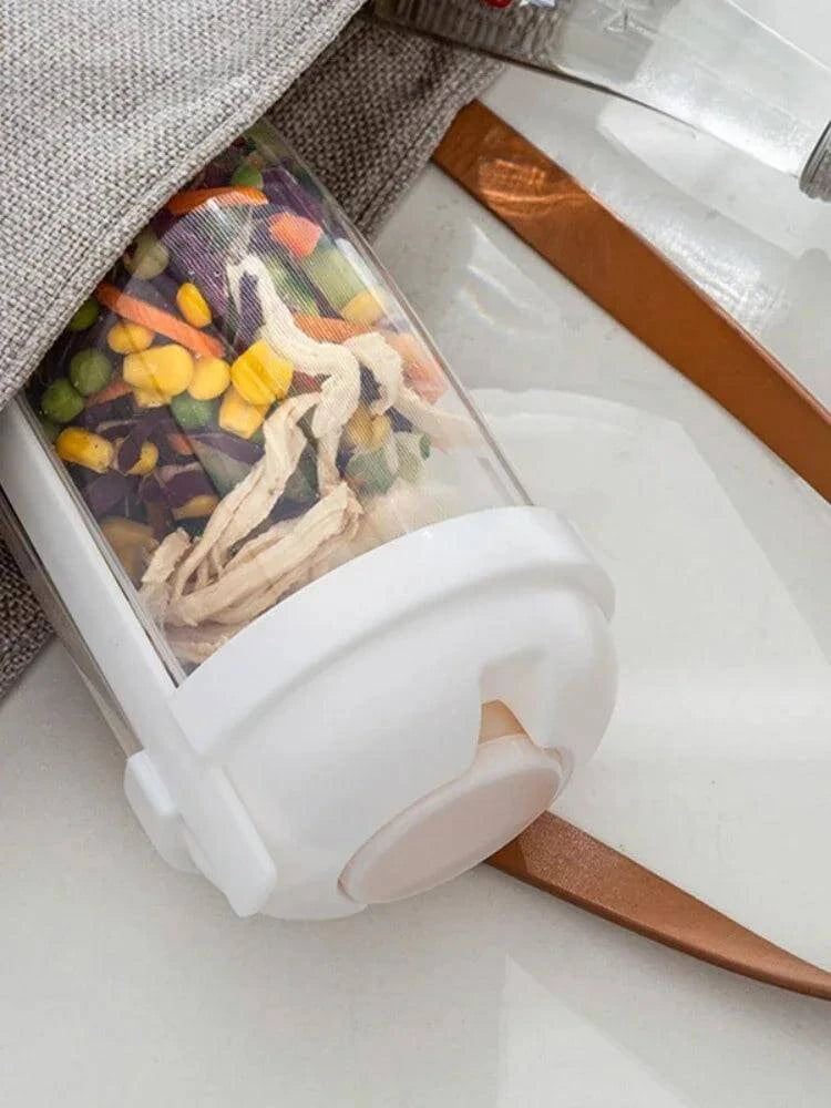 Portable Salad Cups, Breakfast Cereal Nut, Yogurt Container Set with Fork & Sauce Bottle: Picnic Bento Lunch Box