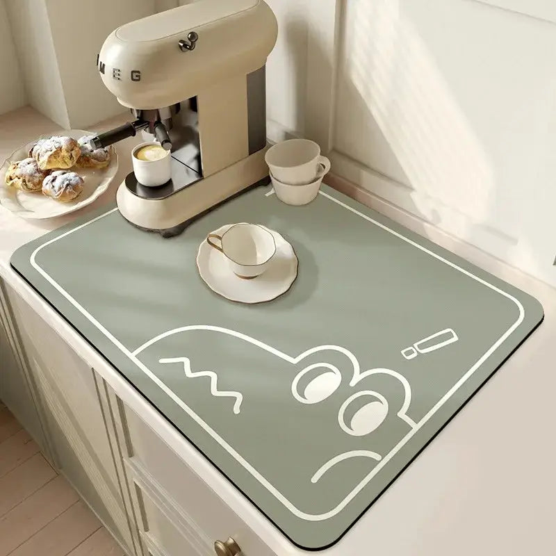 Modern Kitchen Mat with Antiskid Surface for Coffee Machine and Tableware Drying