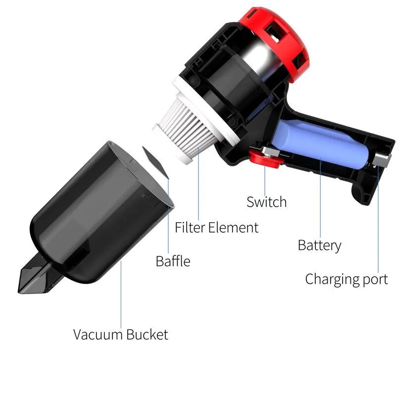 Vehicle-Mounted Vacuum Cleaner Wireless Handheld Mini Vacuum Portable Dual-Purpose Design