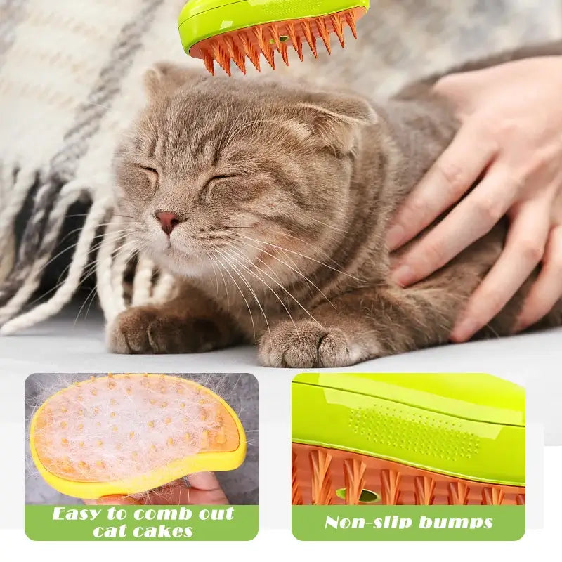 Electric Steam Brush for Dogs Cat Hair Brush with Spray Pet Grooming Brush for Tangles