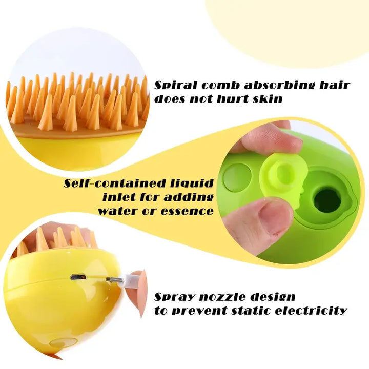 Electric Steam Brush for Dogs Cat Hair Brush with Spray Pet Grooming Brush for Tangles