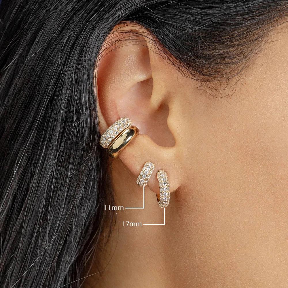 "Small circle hoop earrings" "Gold CZ zircon earrings" "Trendy minimalist earrings"