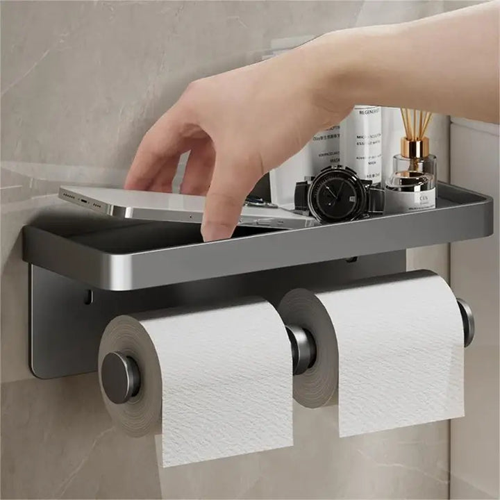 Aluminum Alloy Toilet Paper Holder, Bathroom Wall Mount ,WC Paper Phone Holder