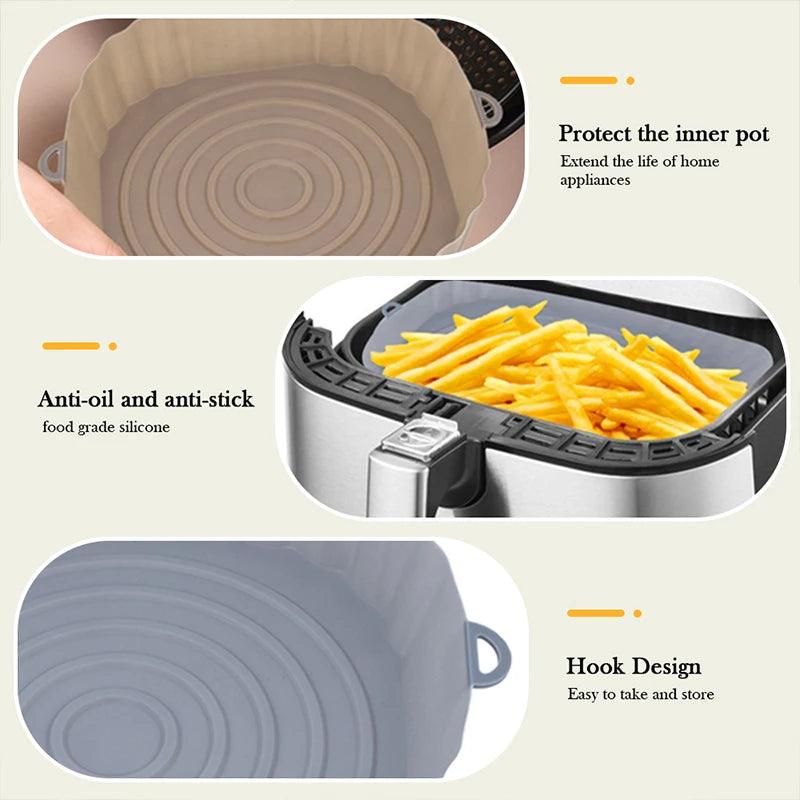 Reusable Air Fryer Silicone Pot, Non-Stick Cooking Accessories, Heat-Resistant Kitchenware